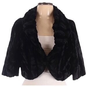 White House Black Market, Black,  Faux Fur Cropped Jacket Extra Small